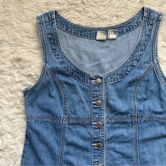 Vintage Gap Dress Denim Button Front Sleeveless Mini 100% Cotton Blue Sz 10 - Picture 5 of 11